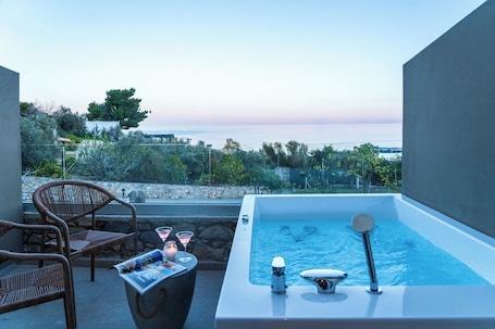 Deluxe Double or Twin Room, Hot Tub, Ocean View | Terrace/patio. Irida Aegean View