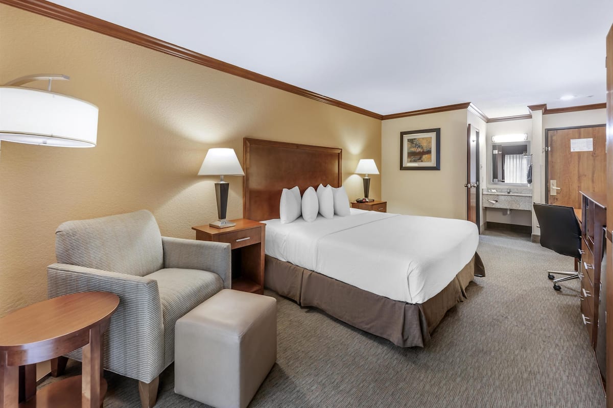 Standard Room, 1 King Bed, Refrigerator & Microwave, Poolside | 1 bedroom, pillowtop beds, desk, laptop workspace