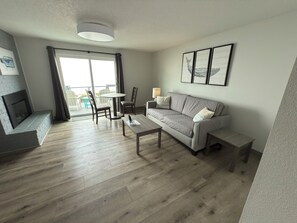 One Bedroom Suite with Deck, Ocean View | Living area - West Beach Suites (Lincoln City)