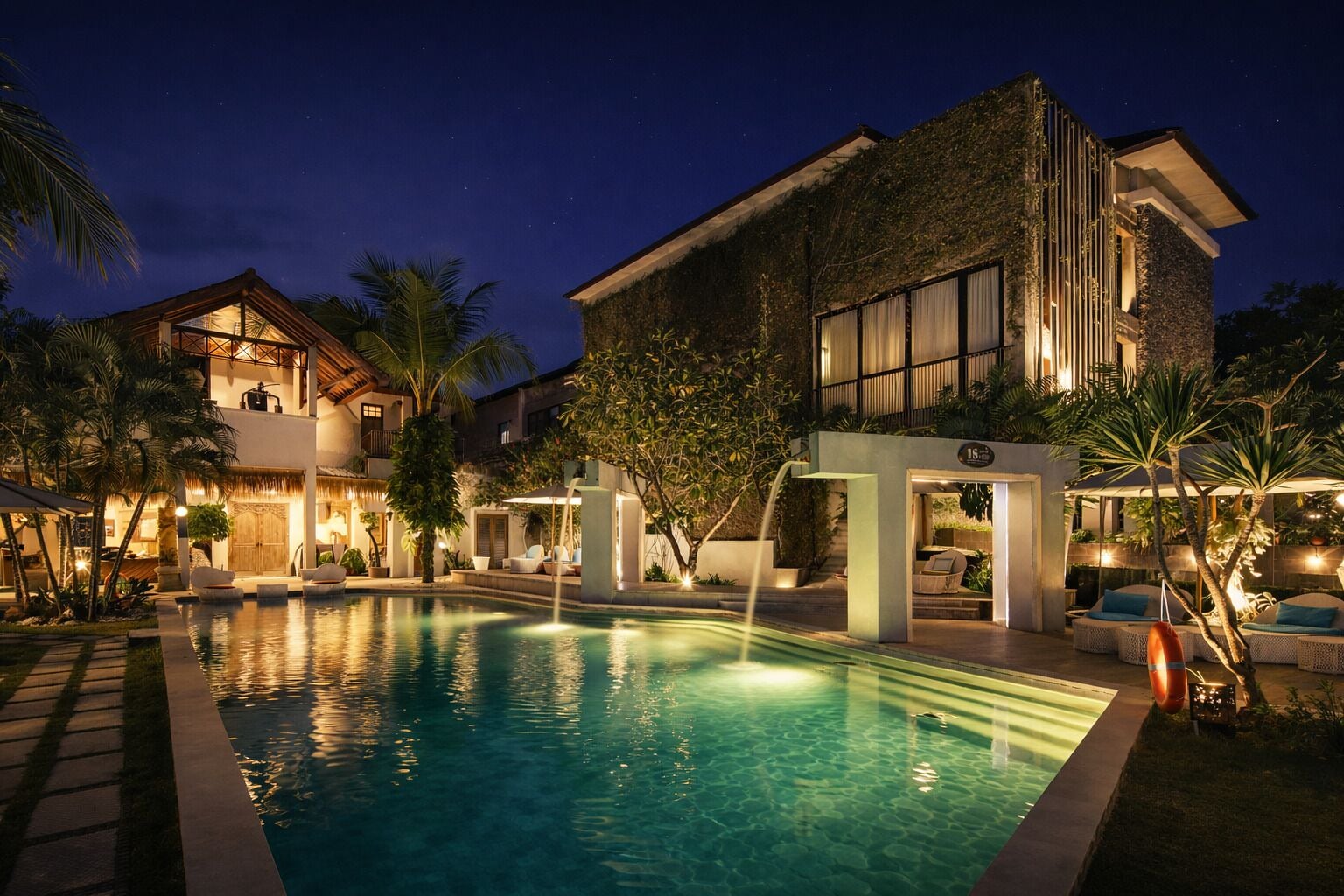 Indoor pool, sun loungers