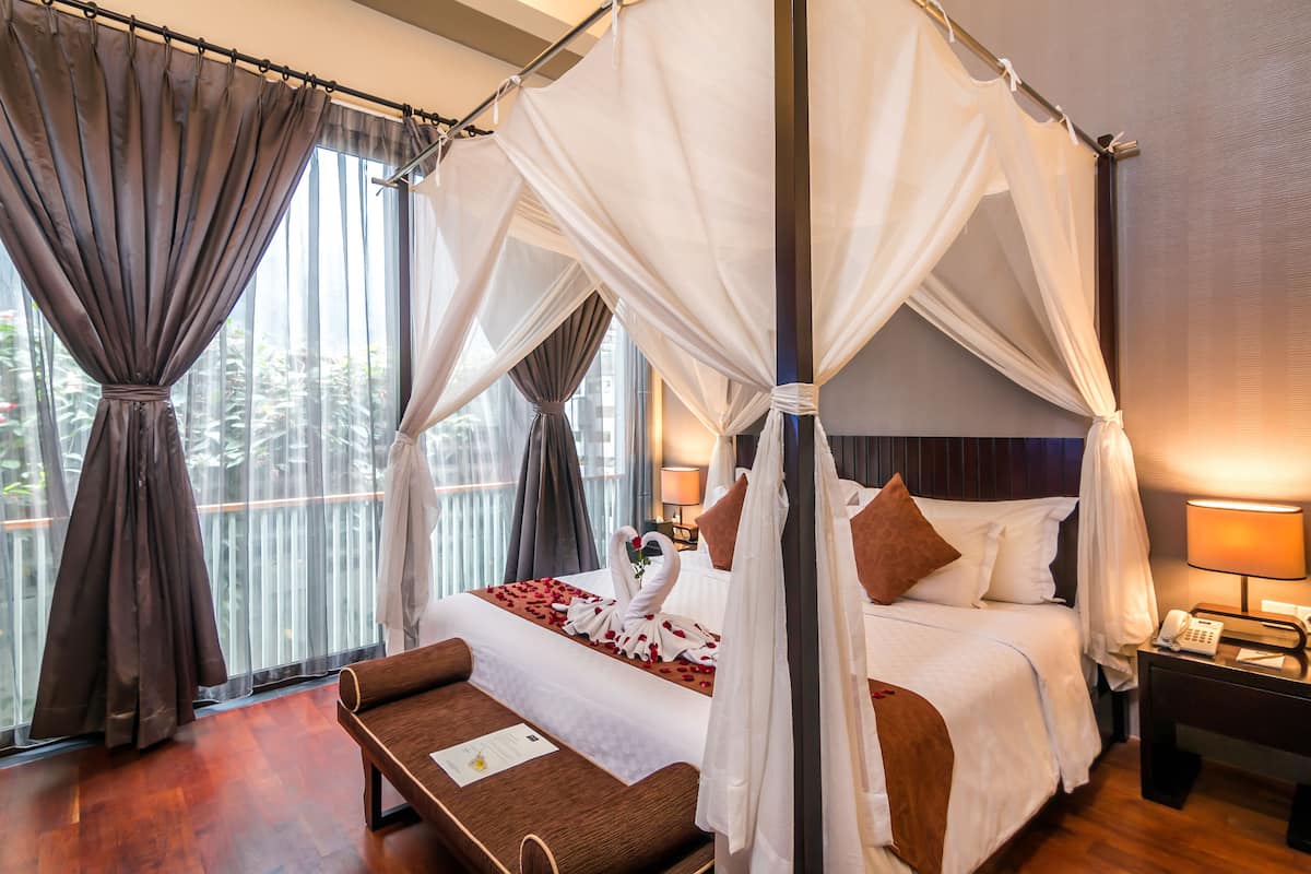 Villa familiar, 2 habitaciones, alberca privada (3 Storey Floor) | Ropa de cama de alta calidad y minibar