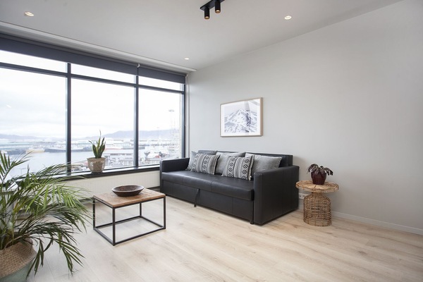 Premium Sea view Apartment with balcony - free parking | Living room | Flat-screen TV, Netflix