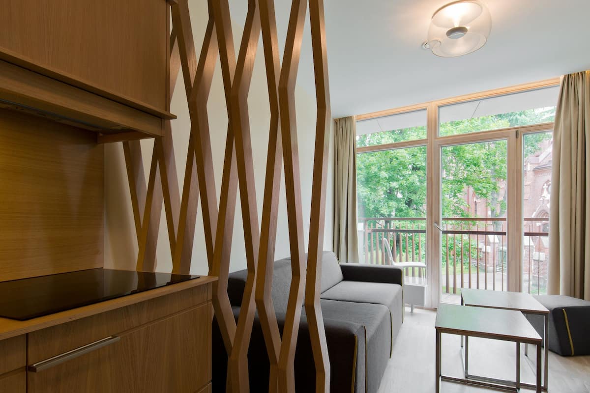 Leilighet – deluxe (morning SPA access included) | Minibar, safe på rommet, lydisolert og strykejern/-brett