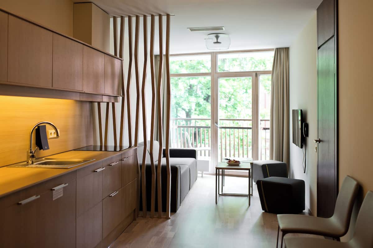 Departamento familiar, 2 habitaciones (morning SPA access included) | 1 habitación, minibar y caja de seguridad en la habitación