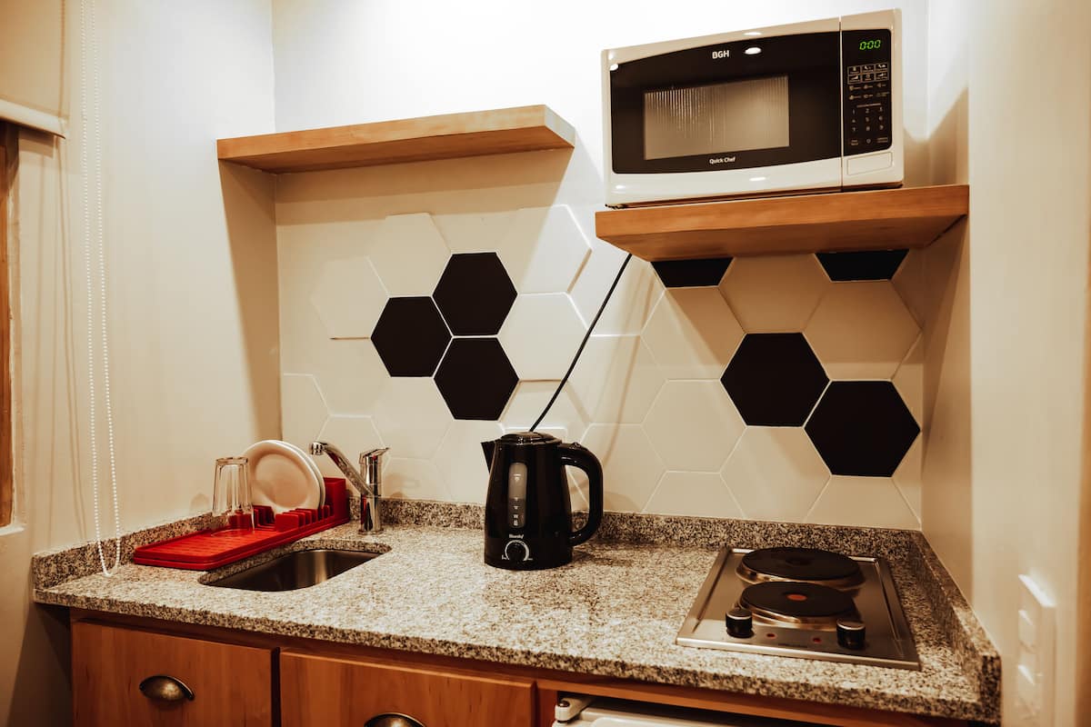 double standard with kitchenette | egyptian cotton sheets, premium bedding, down duvets, in-room safe