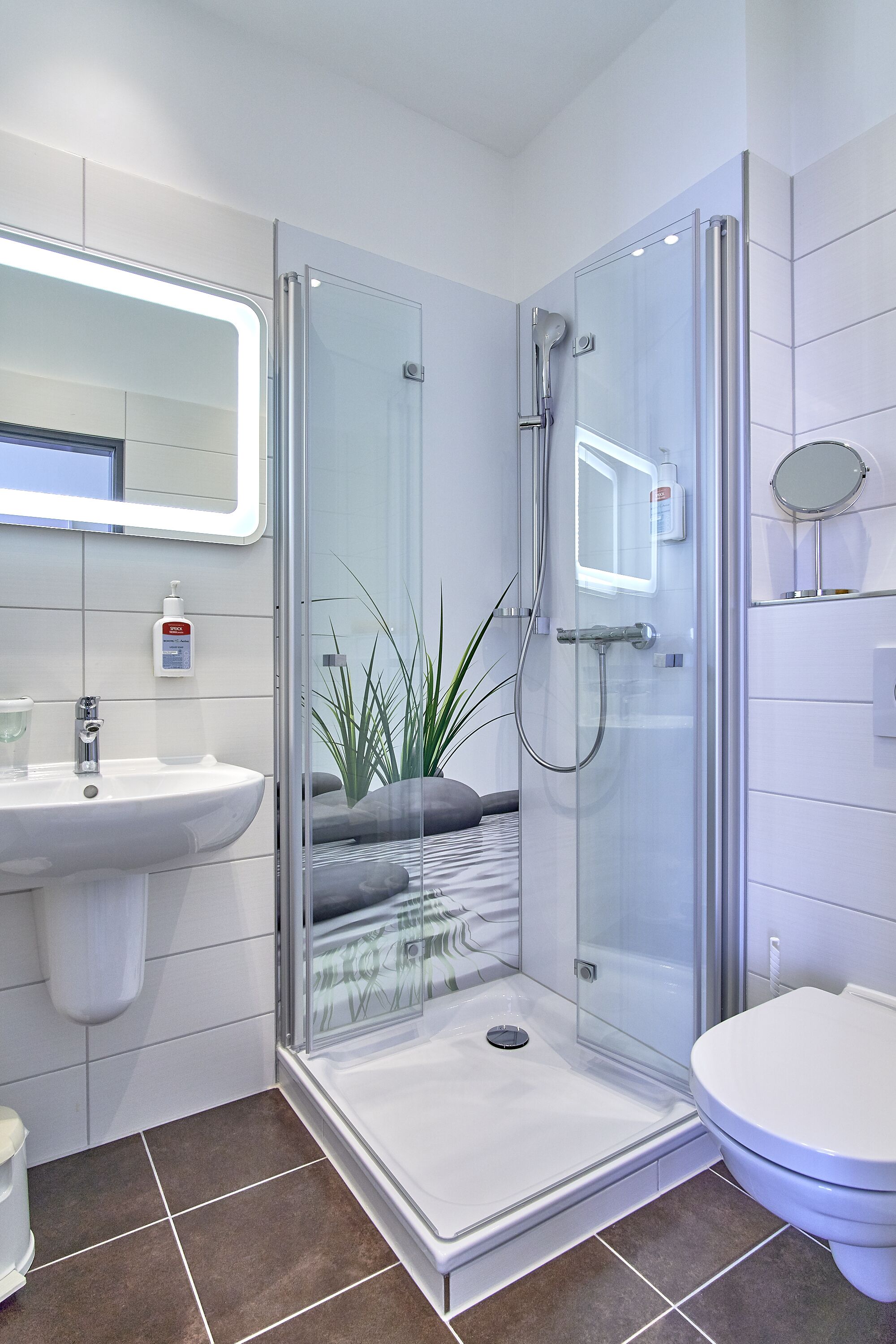 shower, eco-friendly toiletries, hair dryer, heated floors