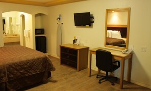 Desk, blackout drapes, iron/ironing board, free WiFi