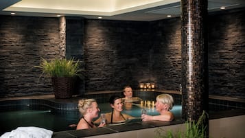 Steam room, body treatments, deep-tissue massages, Swedish massages