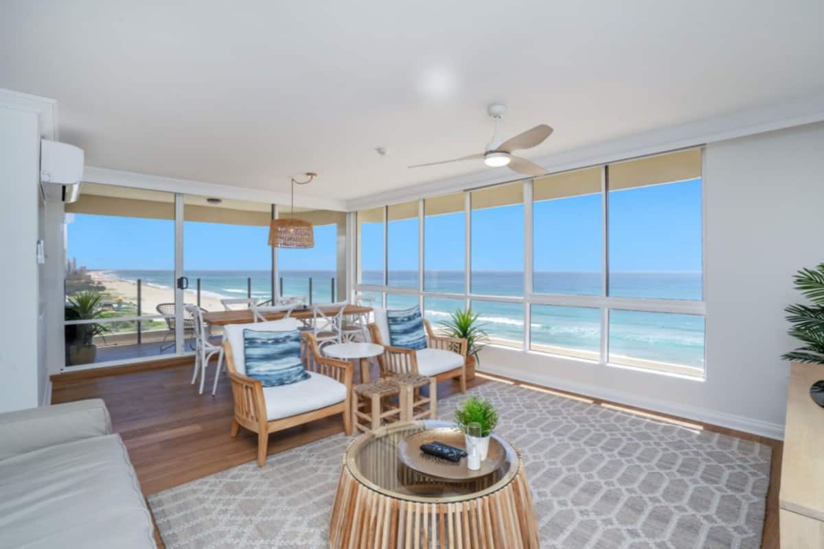 Three Bedroom Beachfront Superior | Living area | TV, DVD player