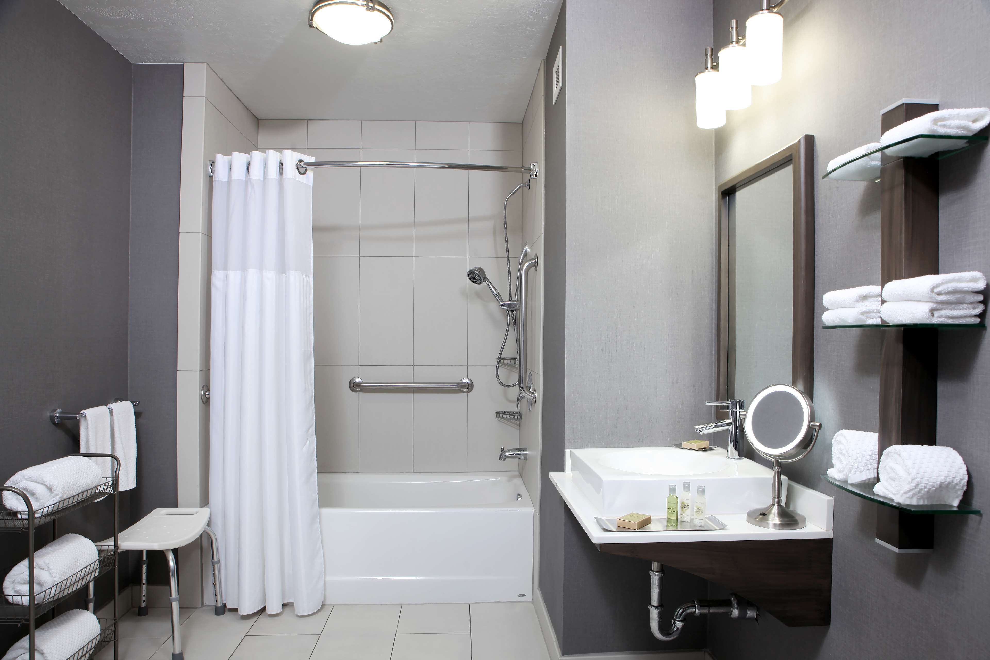 free toiletries, hair dryer, towels