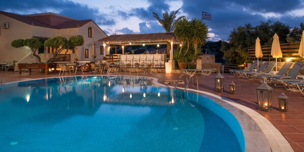 Outdoor pool, pool loungers