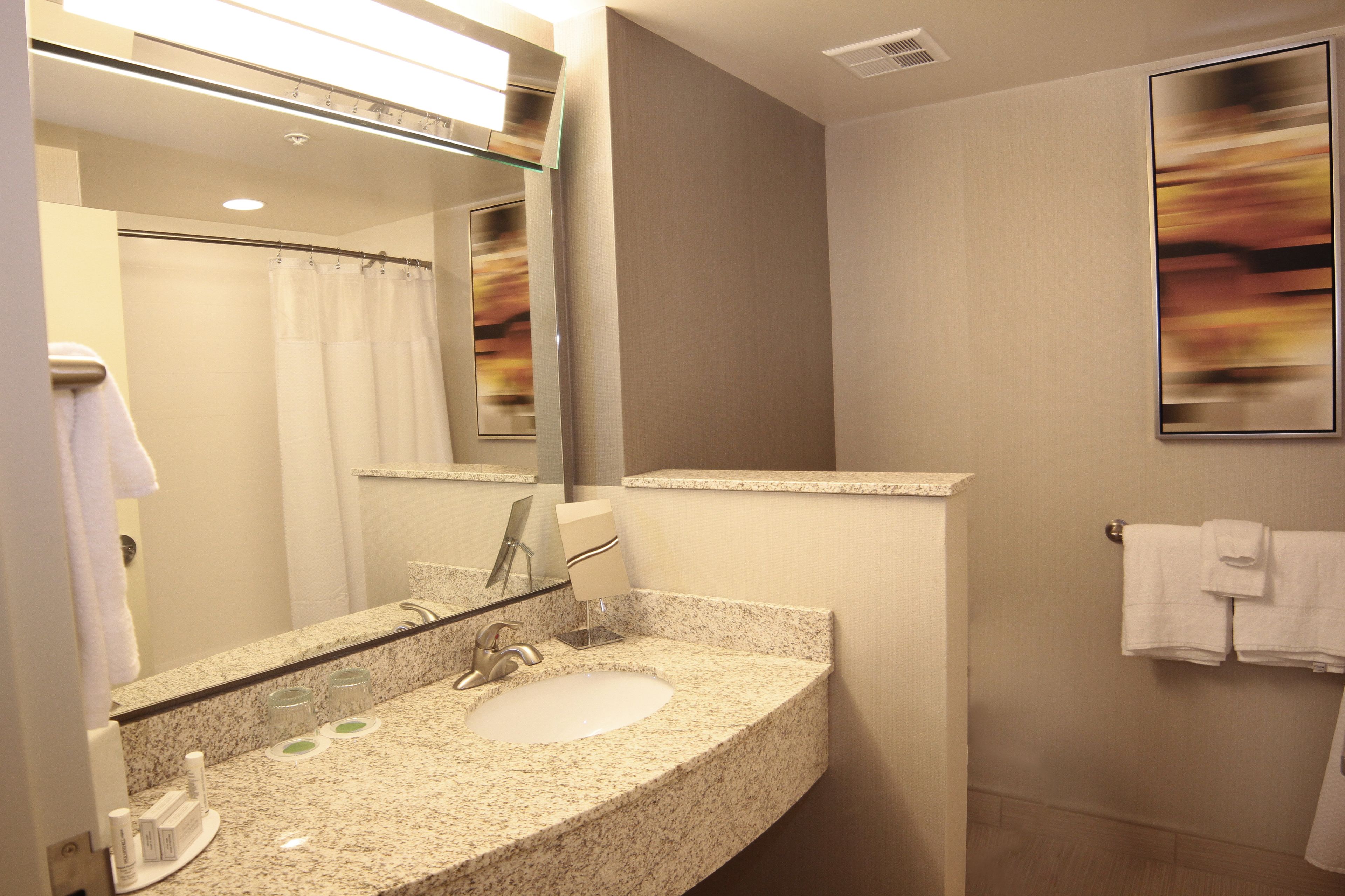 shower, rainfall showerhead, free toiletries, hair dryer