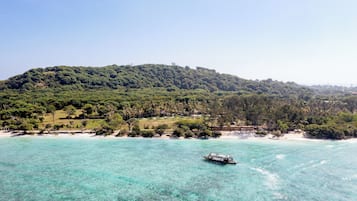 Private beach, white sand, beach cabanas, sun-loungers