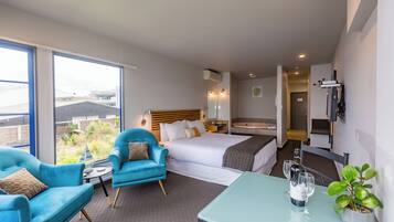 Studio (First Floor) | Premium bedding, desk, blackout drapes, iron/ironing board