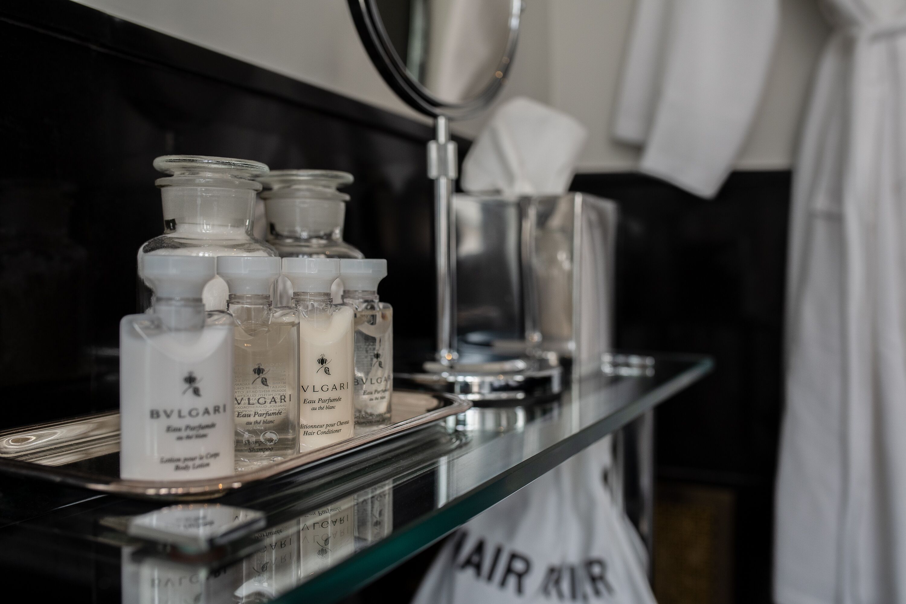 shower, designer toiletries, hair dryer, bathrobes