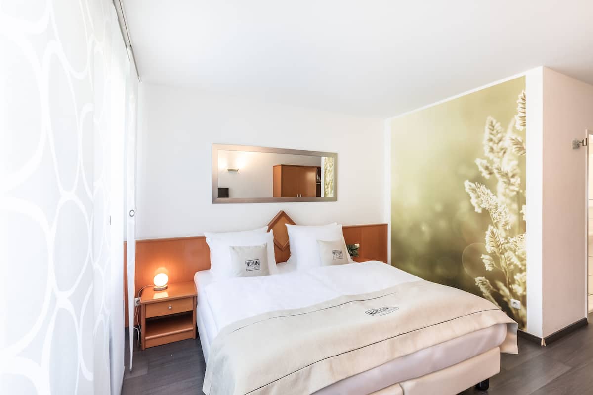Hypo-allergenic bedding, desk, blackout curtains, soundproofing