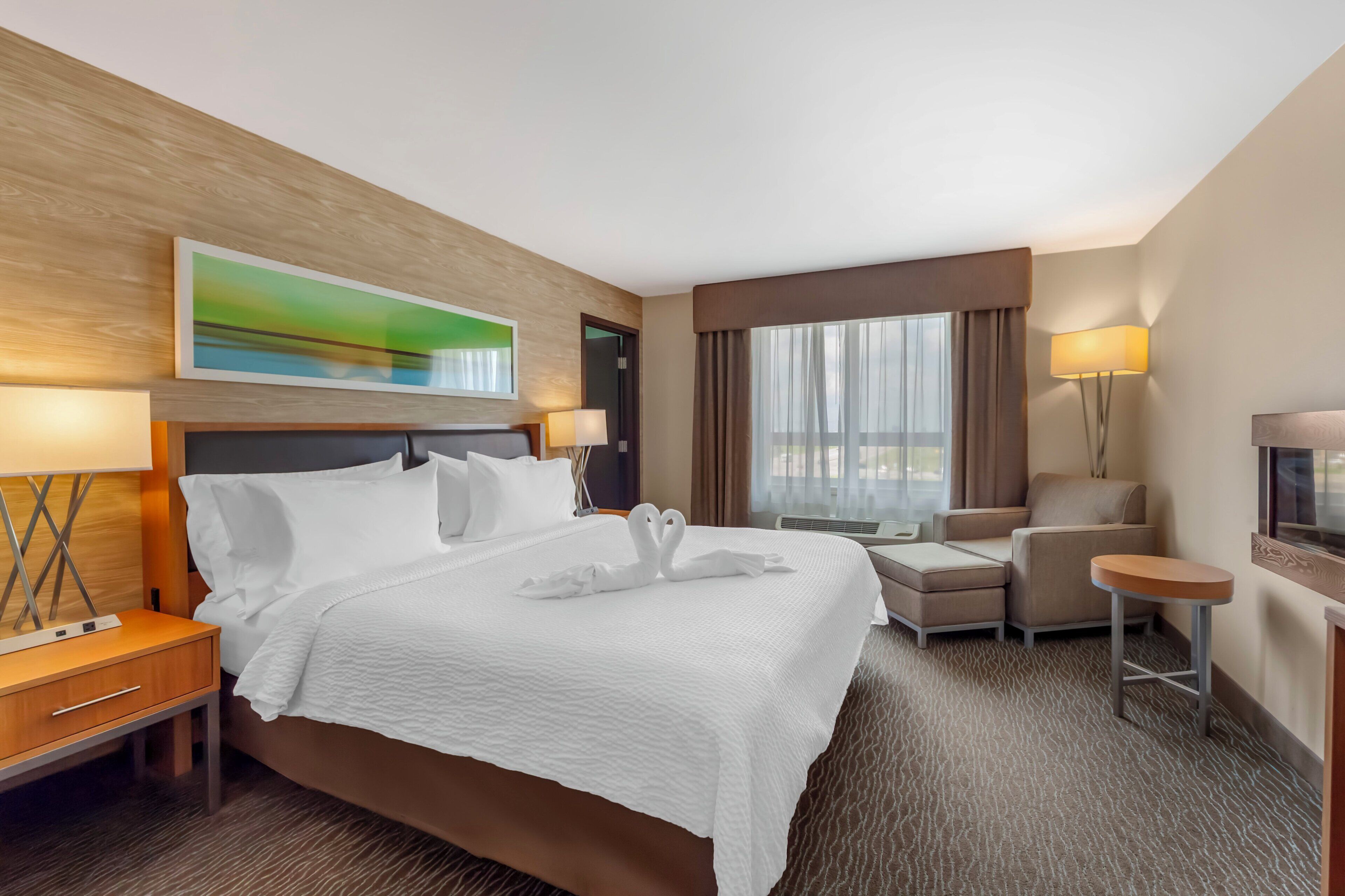 Hypo-allergenic bedding, desk, blackout curtains, soundproofing