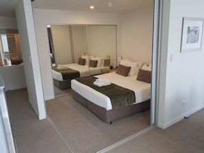 Apartment, 2 Bedrooms | Desk, laptop workspace, blackout drapes, soundproofing