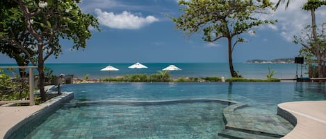 Outdoor pool, sun loungers