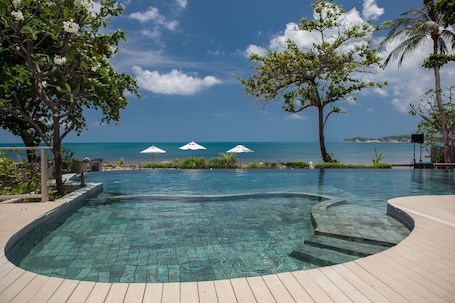 Outdoor pool, sun loungers