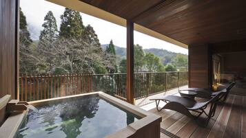 Suite (Japanese Style, Open-Air Bath) | Bathroom | Separate tub and shower, hair dryer, bathrobes, slippers