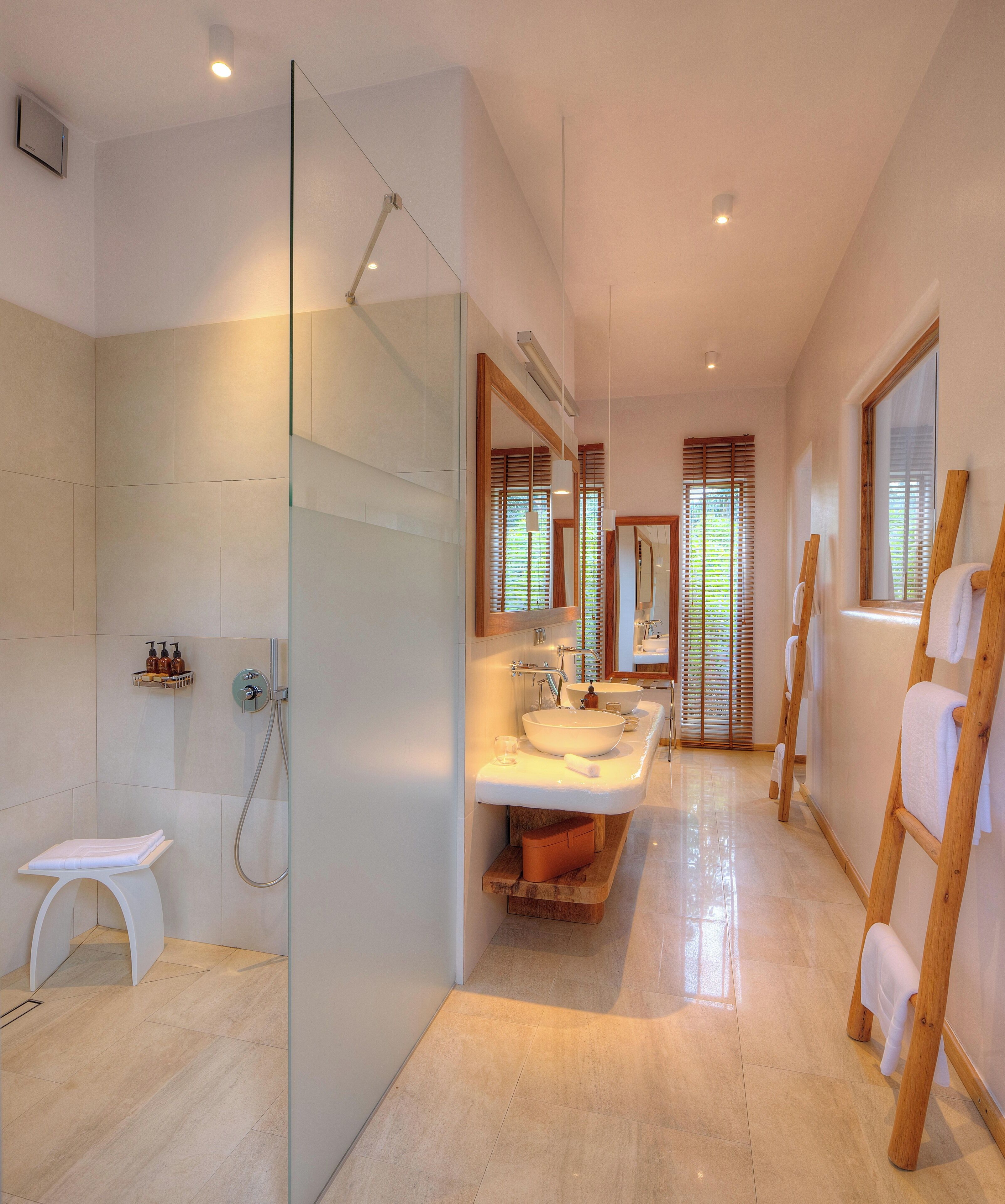villa, 1 bedroom, private pool, beach view | bathroom | designer toiletries, hair dryer, children's dressing gowns, slippers