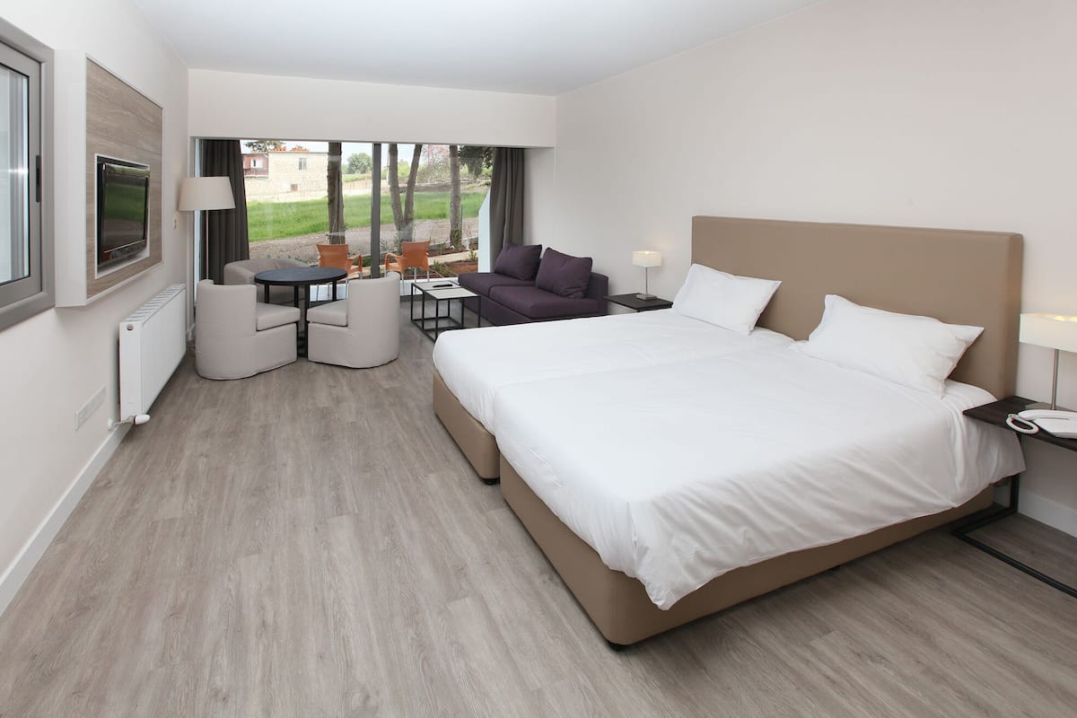 Junior suite, tuin | 1 slaapkamer, een kluis op de kamer, een bureau, een laptopwerkplek