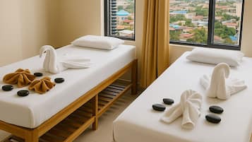 Sauna, aromatherapy, hot stone massages, body scrubs, facials, massages