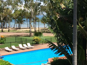 Outdoor pool, sun loungers