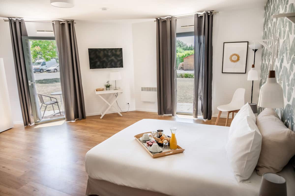 Blackout curtains, iron/ironing board, free WiFi, bed sheets