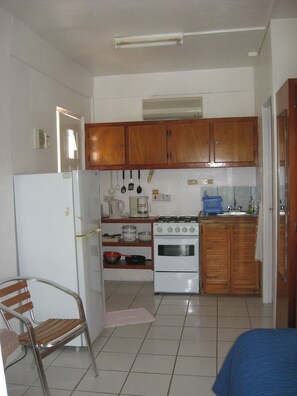 Großer Kühlschrank, Mikrowelle, Herdplatte