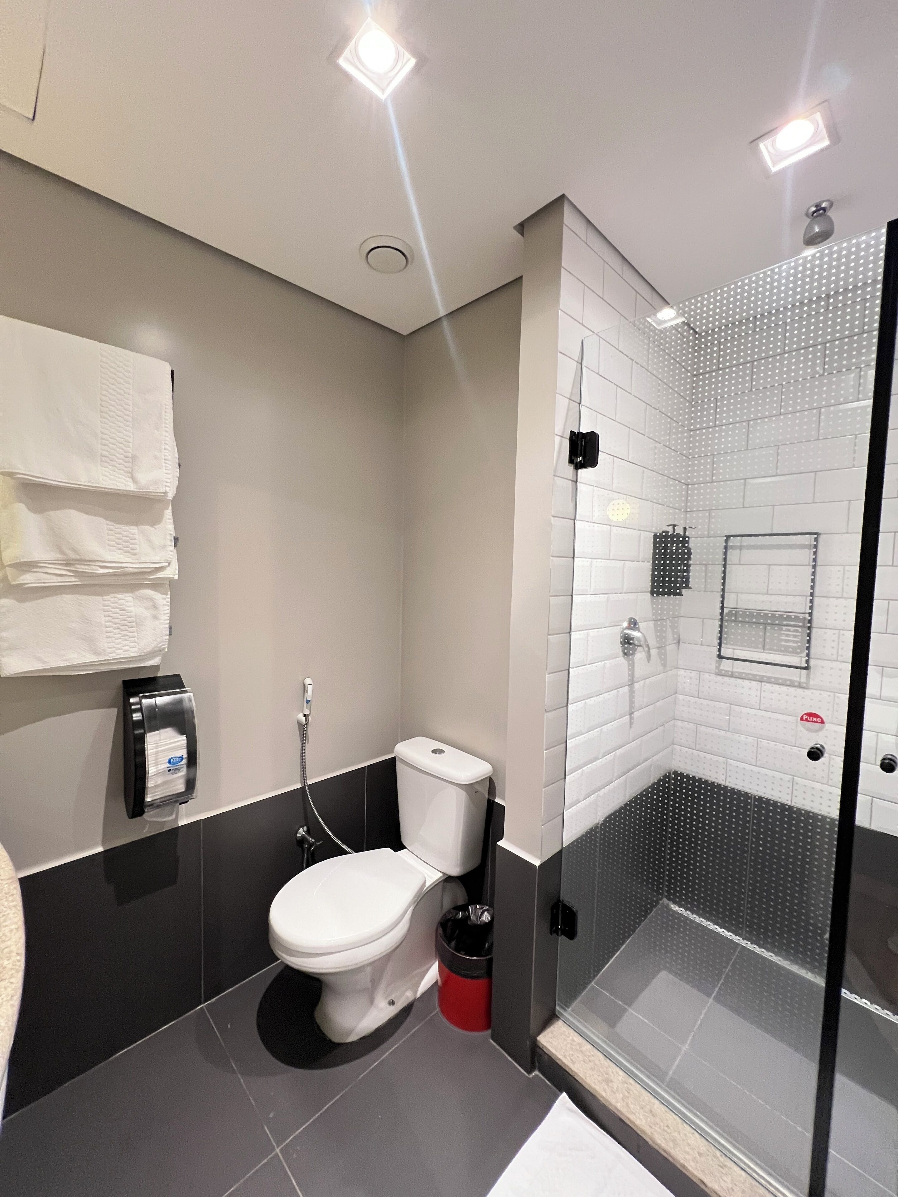 standard room, 1 double bed (modern) | bathroom | shower, eco-friendly toiletries, hair dryer, towels