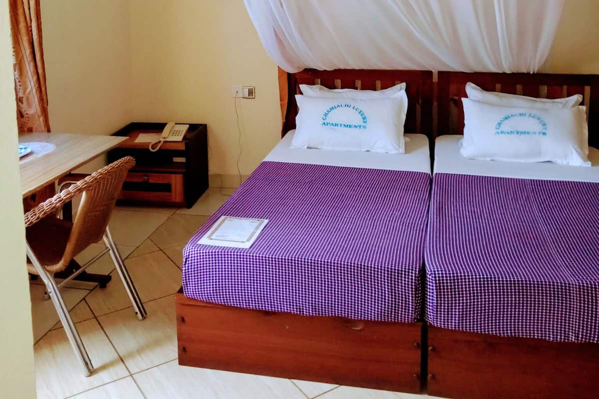 Apartment, 2 Bedrooms | Cadar kapas Mesir, peralatan tempat tidur premium, gebar bulu kapas