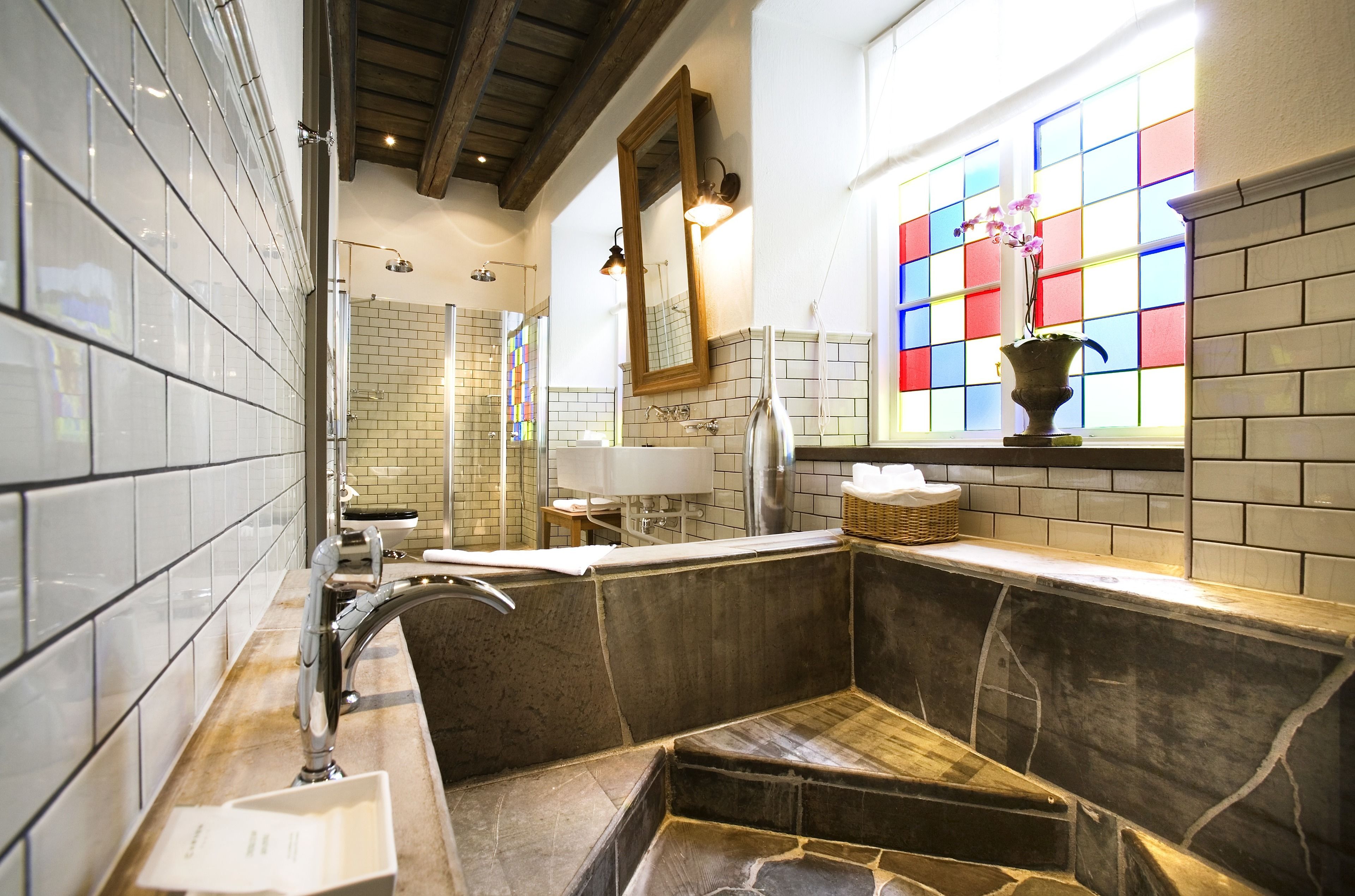 free toiletries, hair dryer, towels, shampoo