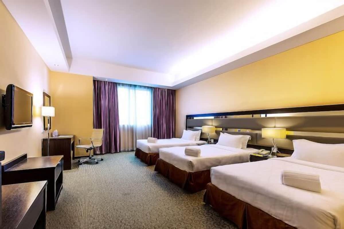 Biancheria da letto ipoallergenica, cassaforte in camera, una scrivania
