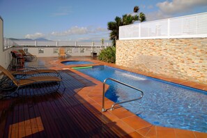 Outdoor pool, sun loungers