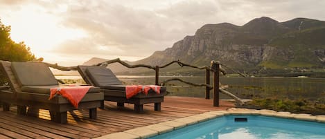 Outdoor pool, sun loungers