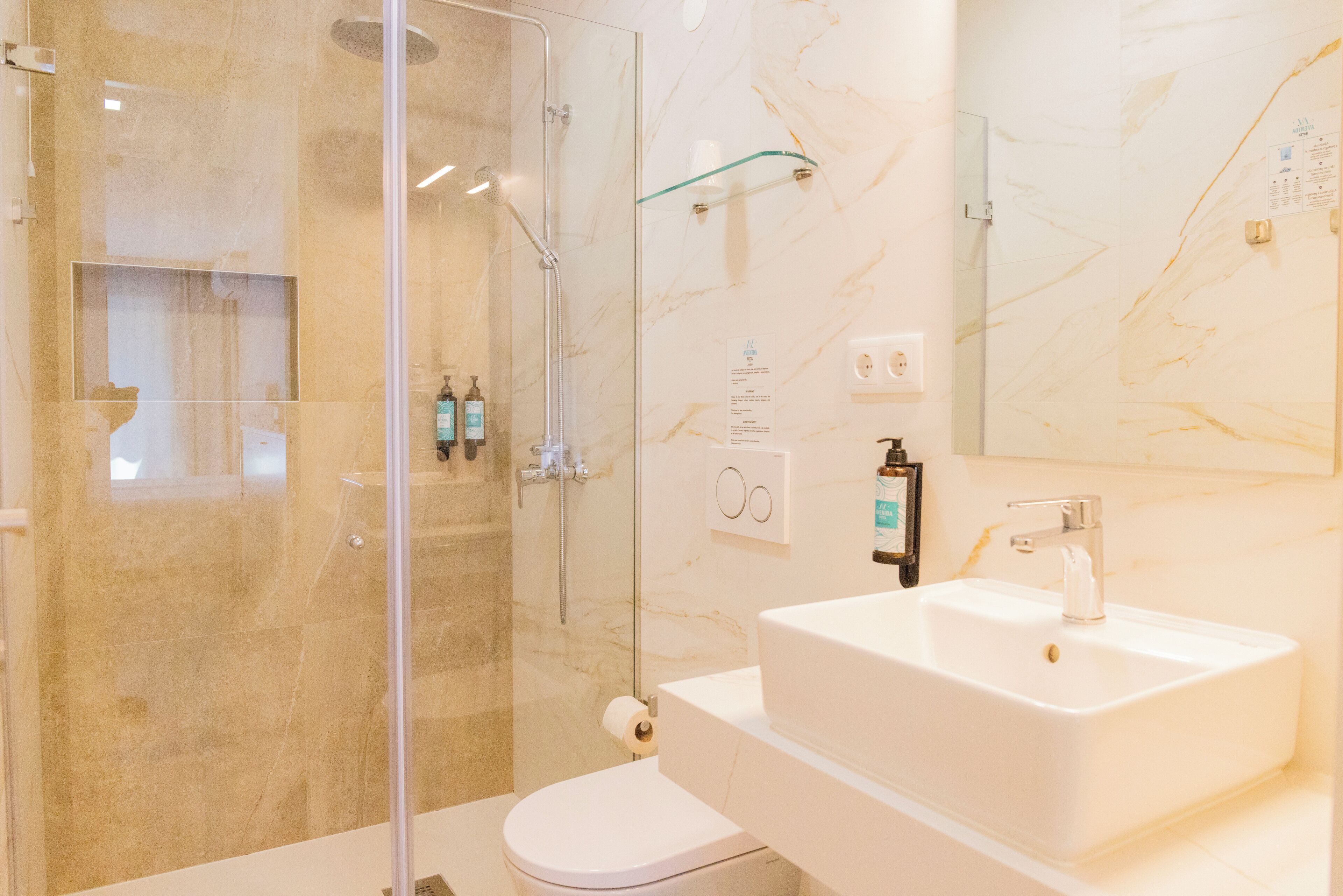 free toiletries, hair dryer, towels