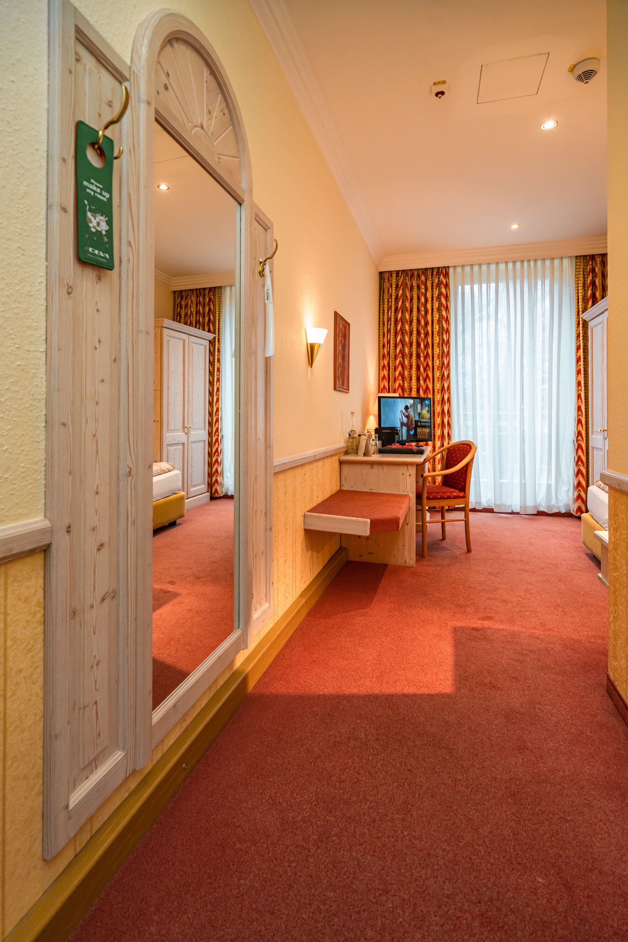 superior single room | living area | 32-inch flat-screen tv with satellite channels, tv, offices