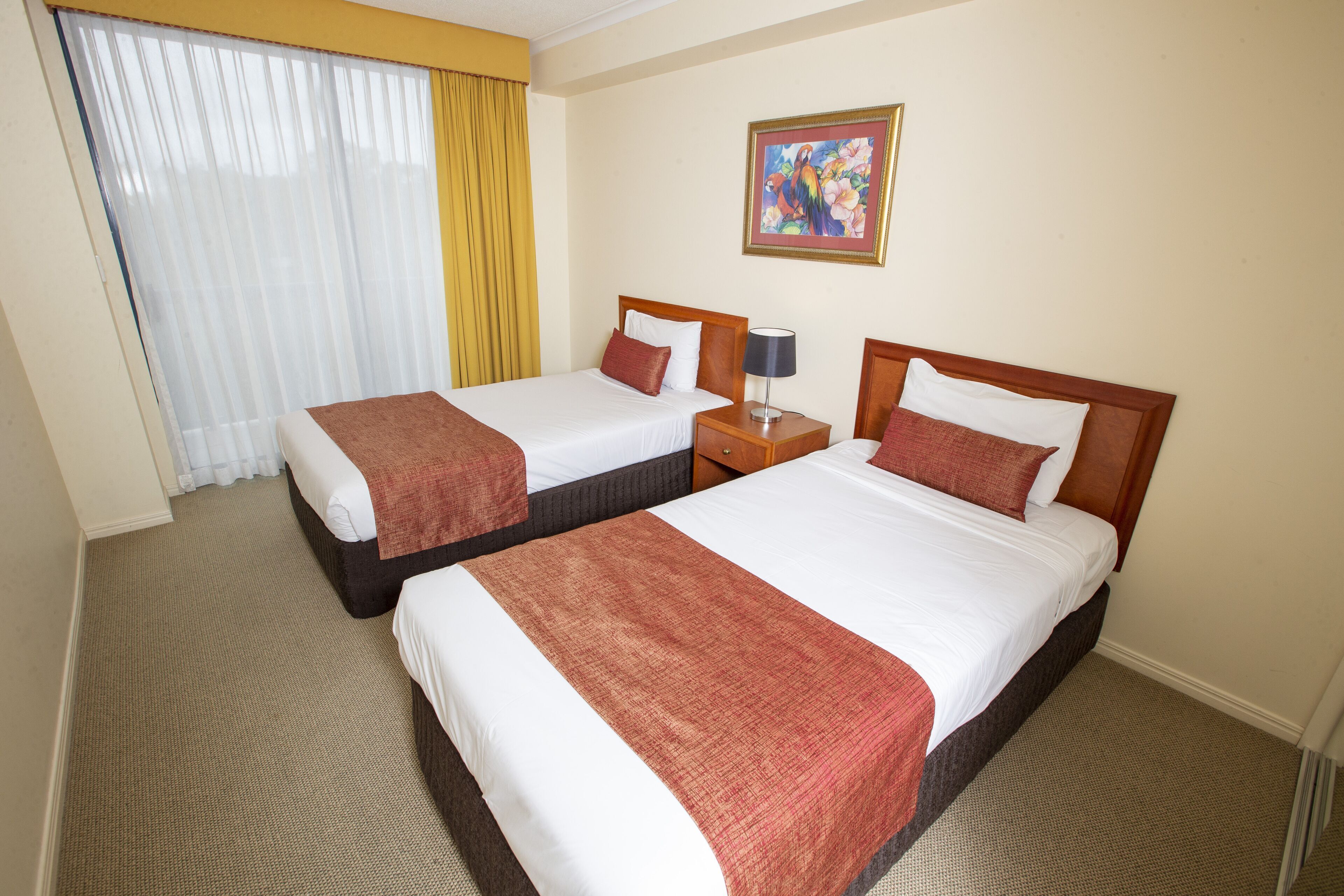Minibar, desk, blackout drapes, iron/ironing board