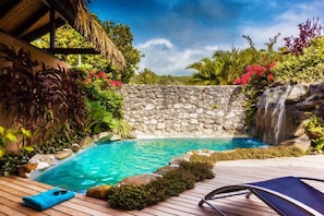 Outdoor pool, sun loungers