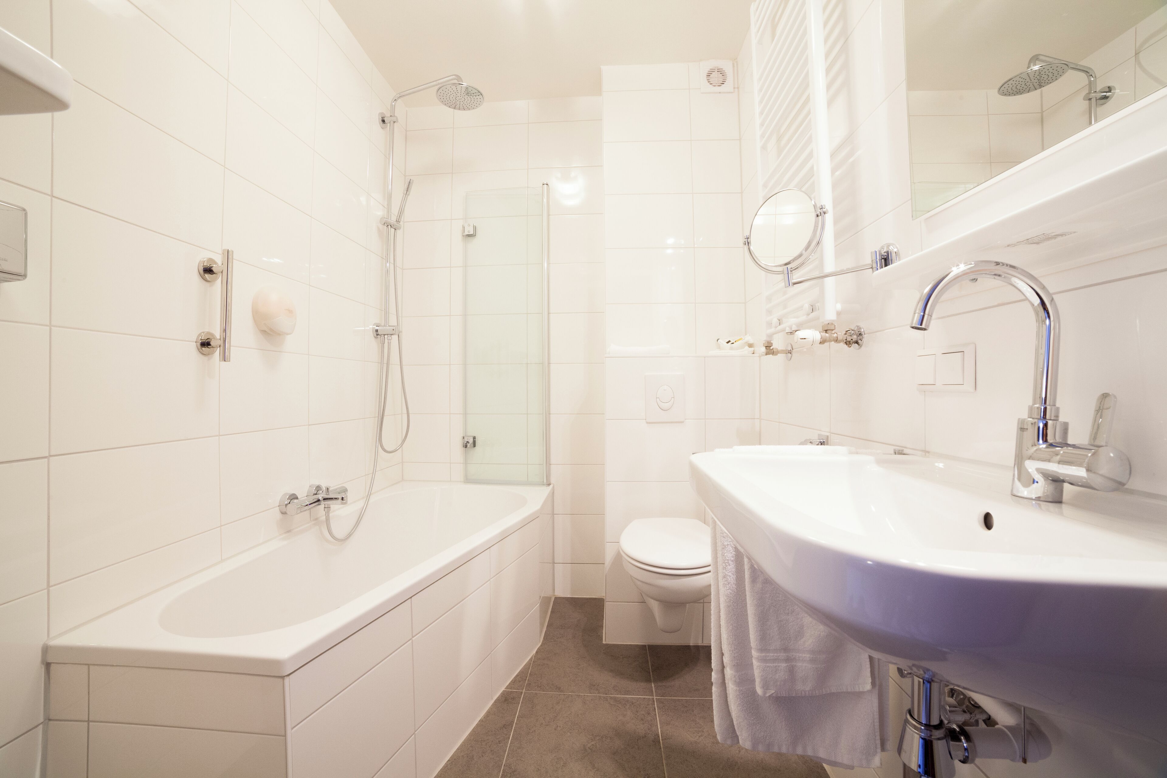 standard room | bathroom | hair dryer, slippers, towels