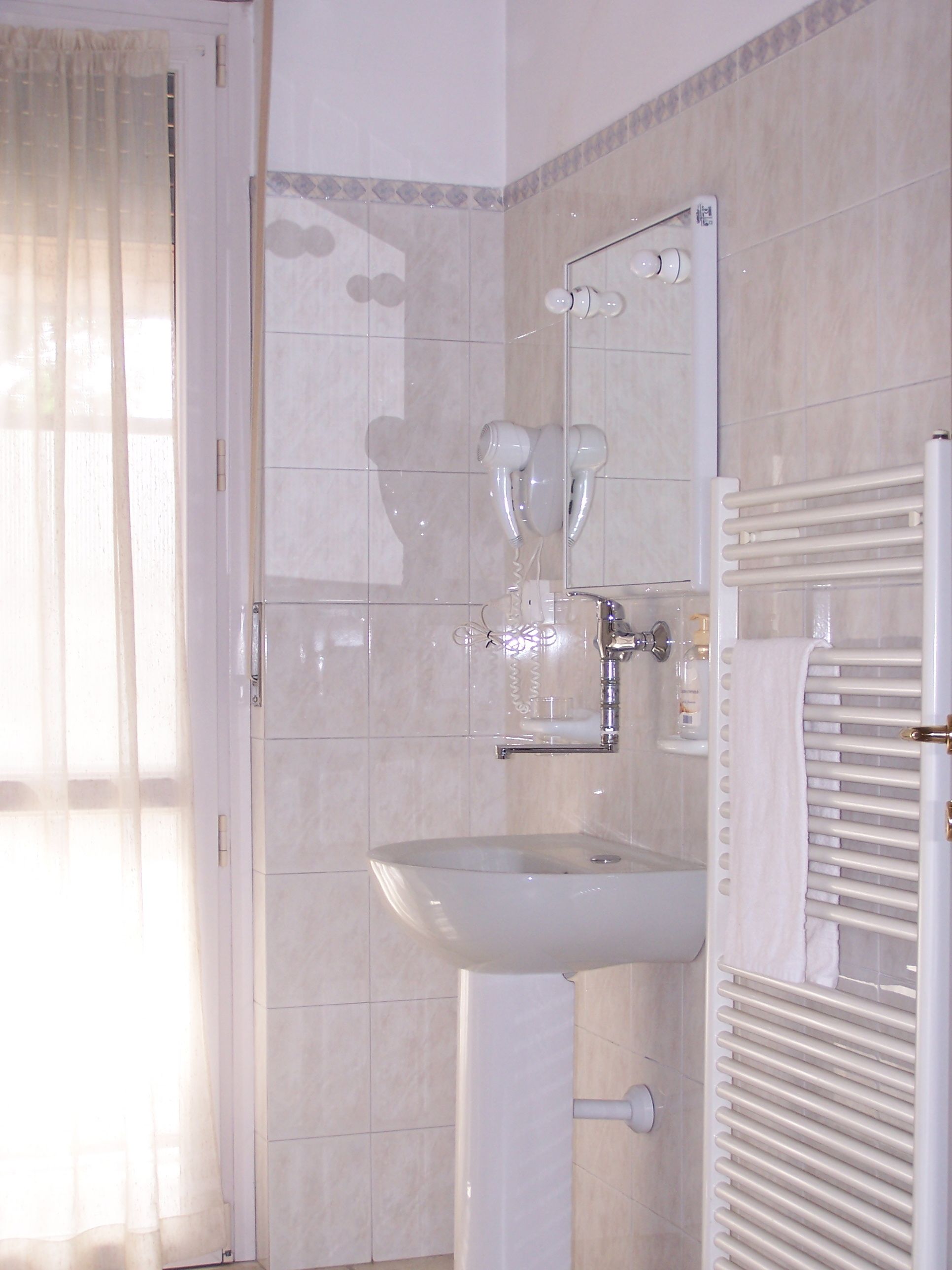 hair dryer, bidet, towels