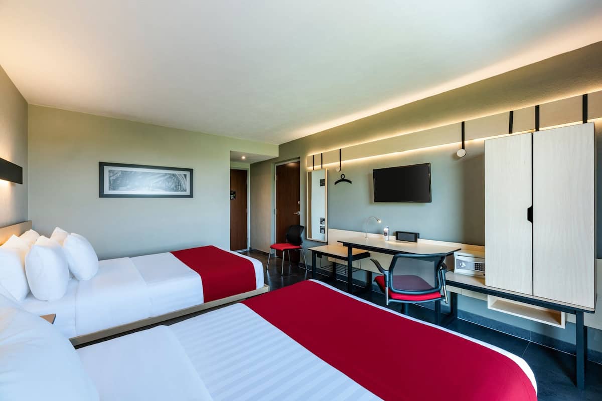 Room, 2 Double Beds, Non Smoking | Down comforters, in-room safe, desk, iron/ironing board