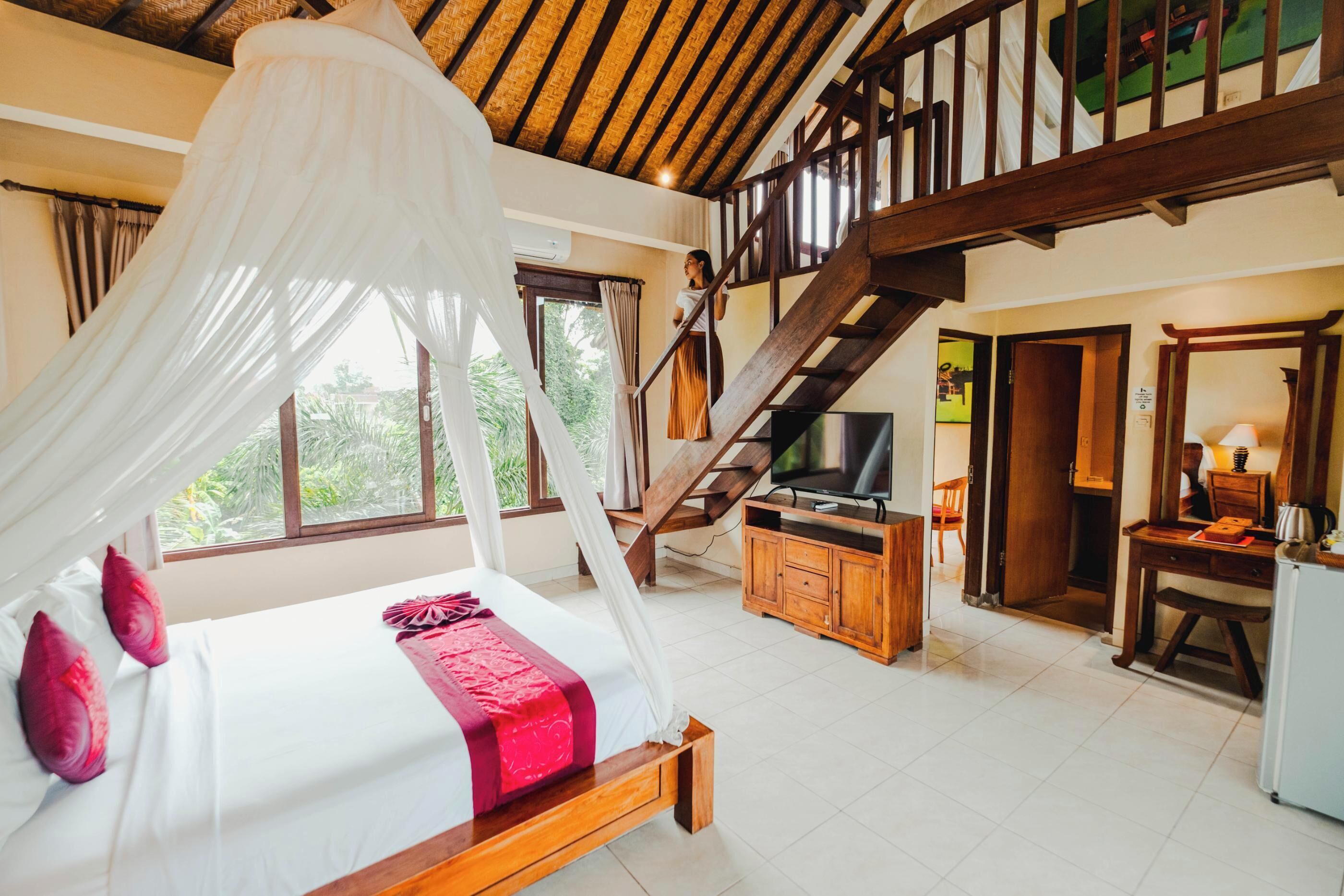 family room | minibar, in-room safe, desk, iron/ironing board