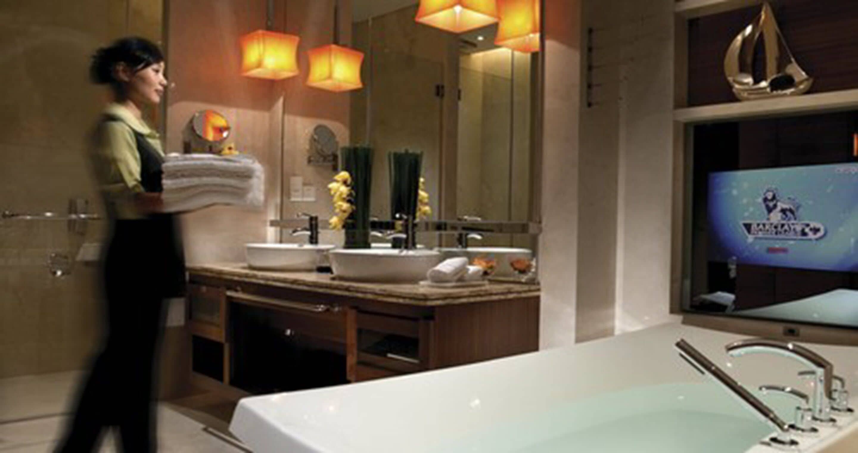 separate bathtub and shower, free toiletries, hair dryer, bathrobes