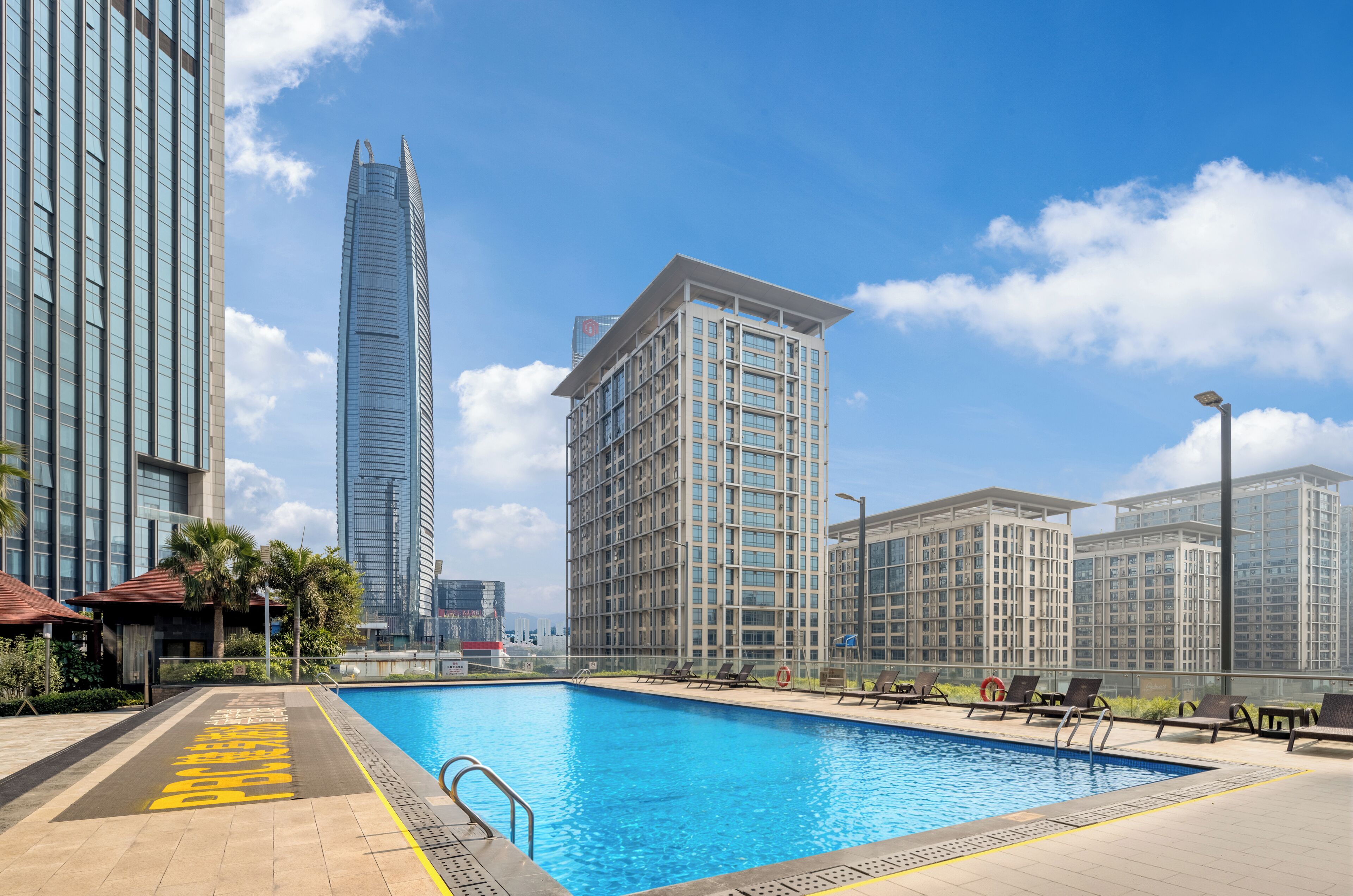 Outdoor pool, sun loungers