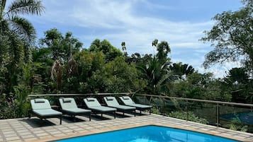 Outdoor pool, sun loungers