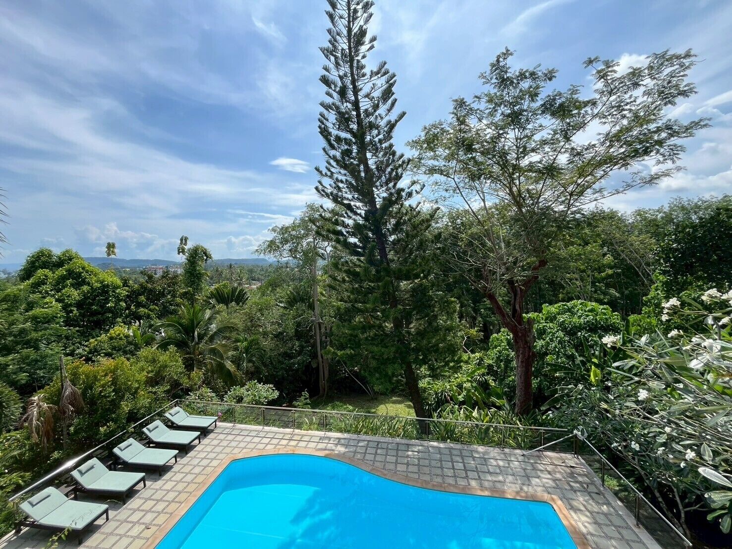 Outdoor pool, pool loungers