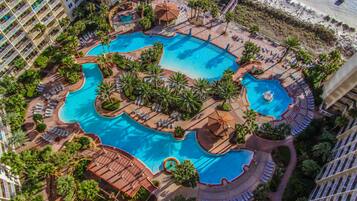 Indoor pool, outdoor pool, open 8:00 AM to 10 PM, sun loungers